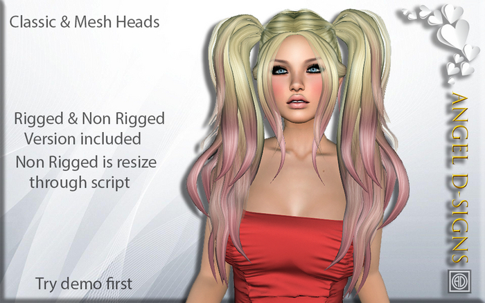 AD Rigged Mesh Hair Marley Ombre Pink