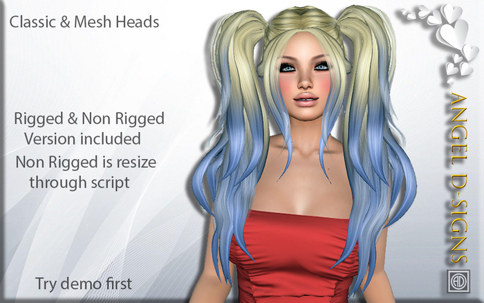 AD Rigged Mesh Hair Marley Ombre Blue