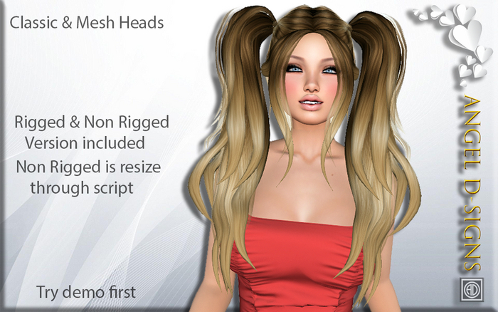 AD Rigged Mesh Hair Marley Ombre Blonde