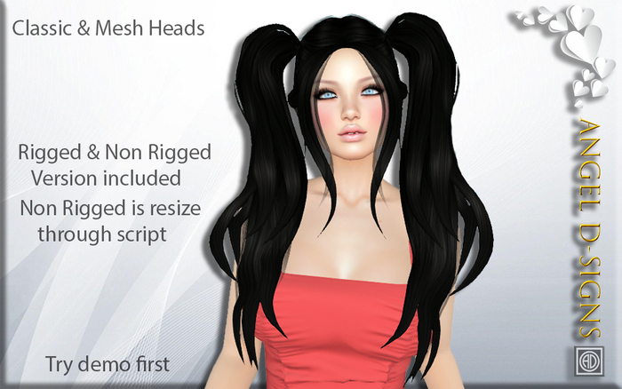 AD Rigged Mesh Hair Marley Black