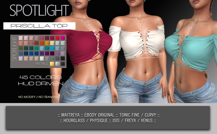 SPOTLIGHT - PRISCILLA TOP (DEMO Available In-World) 