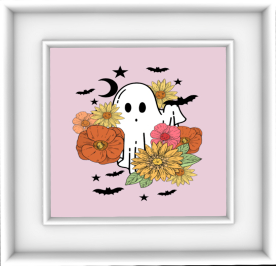 * Cute Ghost Floral 2 - Framed Art