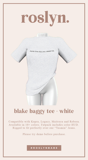 roslyn. blake tee. white