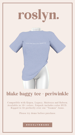 roslyn. blake tee. periwinkle