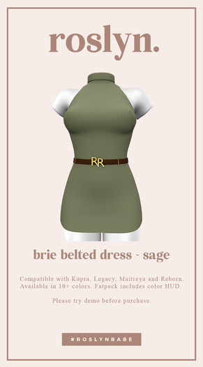 roslyn. brie belted dress. sage