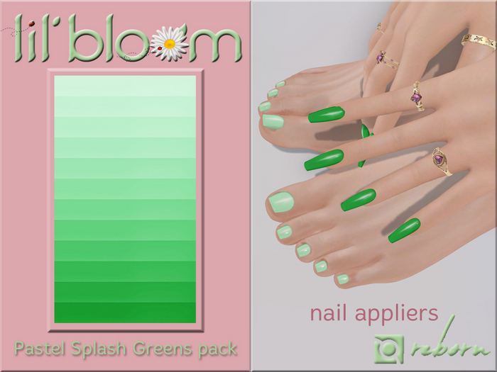 {LB} eBODY - REBORN nail HUD:: Pastel Splash Greens
