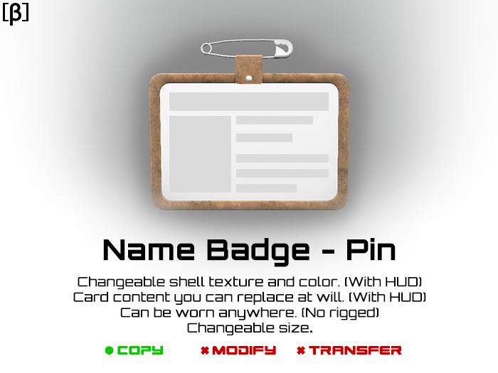 [Beeta] Name Badge - Pin