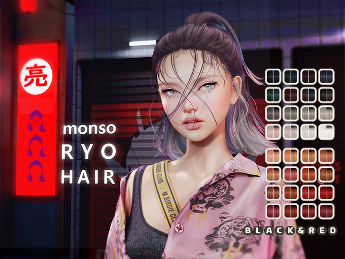 [monso] Ryo Hair /Black & Red