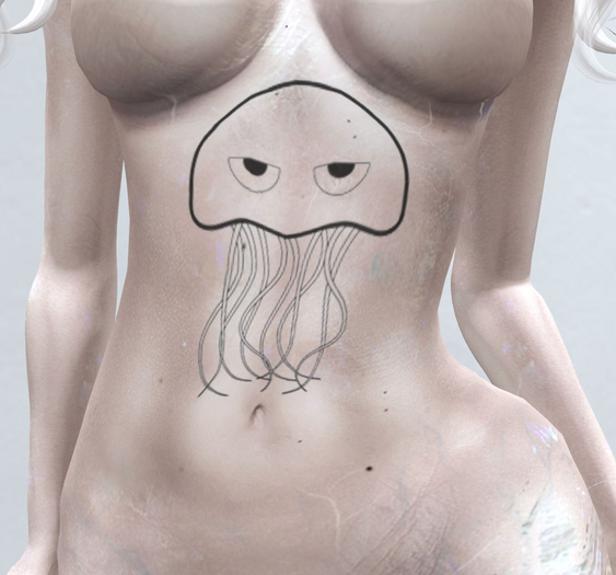 *CURSED ASYLUM* 007 JELLYFISH BELLY TATTOO bom bake on mesh classic avatar