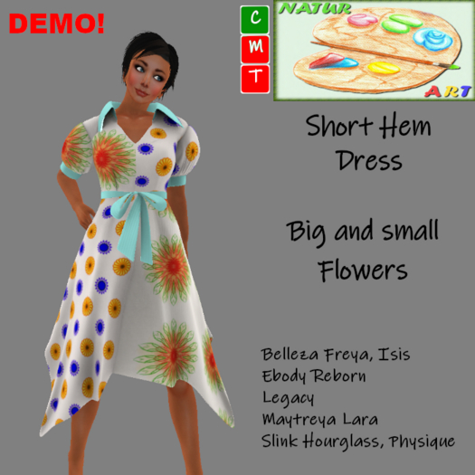 NaturArt Short Hem Dress Big and small Flowers DEMO