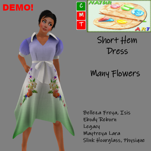 NaturArt Short Hem Dress Many Flowers DEMO