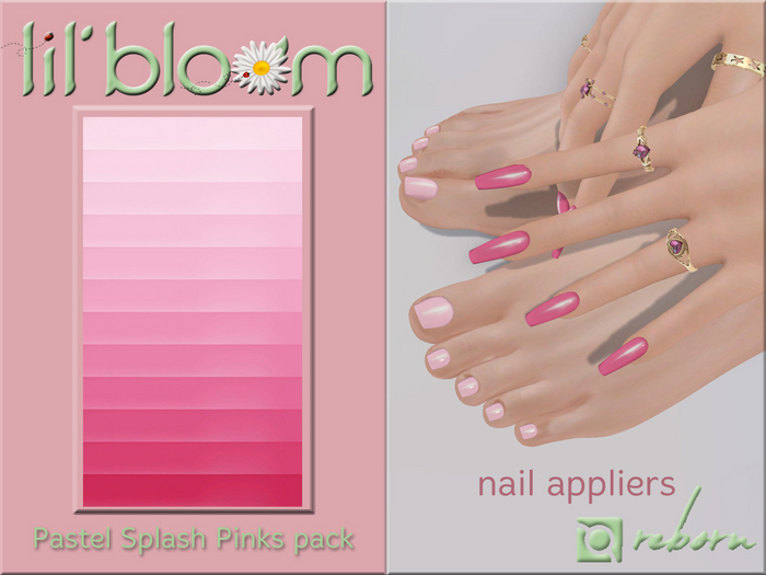 {LB} eBODY - REBORN nail HUD:: Pastel Splash Pinks