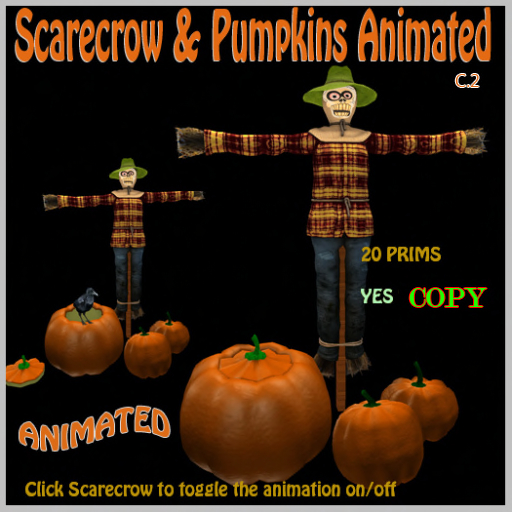 Scarecrow & Pumpkins Animated 