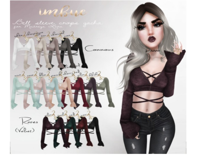 imbue. bell sleeve crop - plain noir - Maitreya