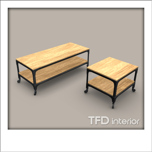 [TFD] interior - Industrial Table Set  (red oak)