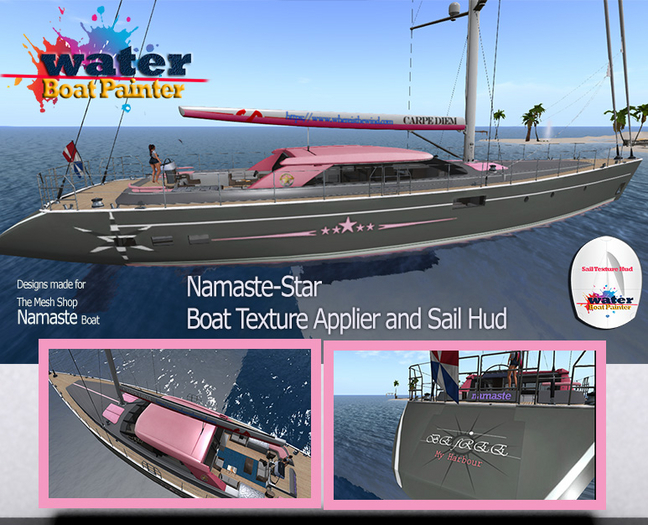 Second Life Marketplace - W:B:P:Namaste-Star Boat Texture Applier Sail HUD