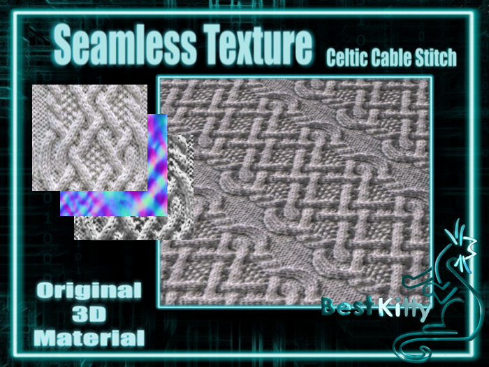 Best Kitty Seamless 3D Textures and Materials: Celtic Cable Stitch