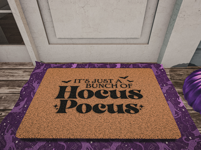 (Pumpkin) Hocus Pocus Halloween Doormat + Rug (Changeable Rug)
