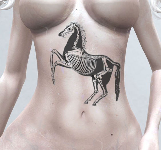 *CURSED ASYLUM* 043 SKELETON HORSE BELLY TATTOO bom bake on mesh classic avatar