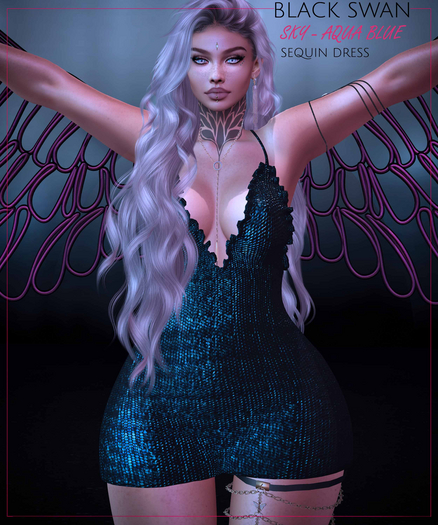 Black Swan - Sky dress aqua blue