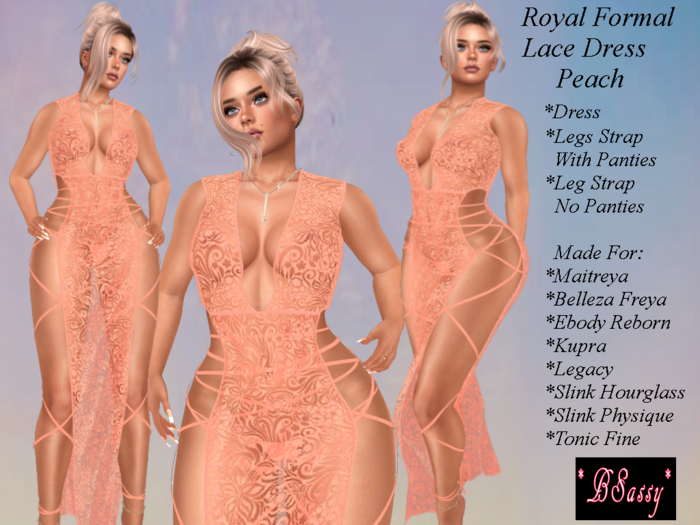 *BSASSY* ROYAL LACE FORMAL PEACH