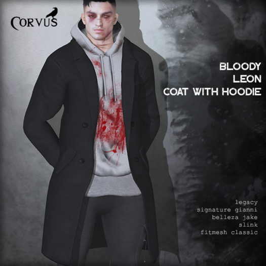 Corvus : Bloody Leon Coat with Hoodie