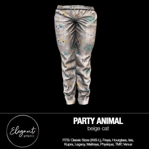Elegant Offense: Party Animal Pants Beige Cat {add me}