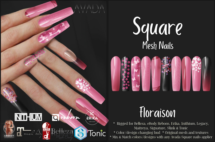 Avada~ Square Nails - Floraison