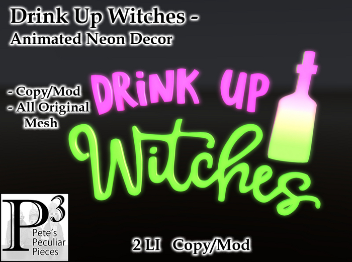 [P3] - Drink Up Witches - Neon Sign