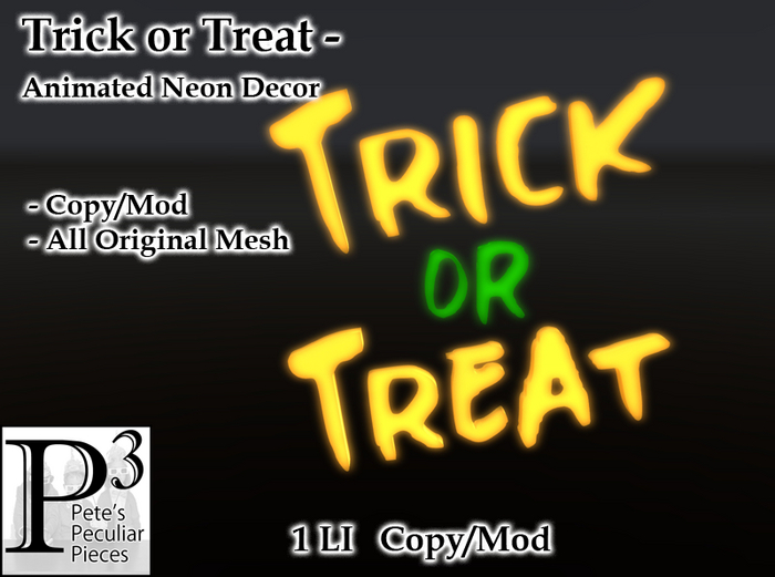 [P3] - Trick or Treat - Animated Neon Sign