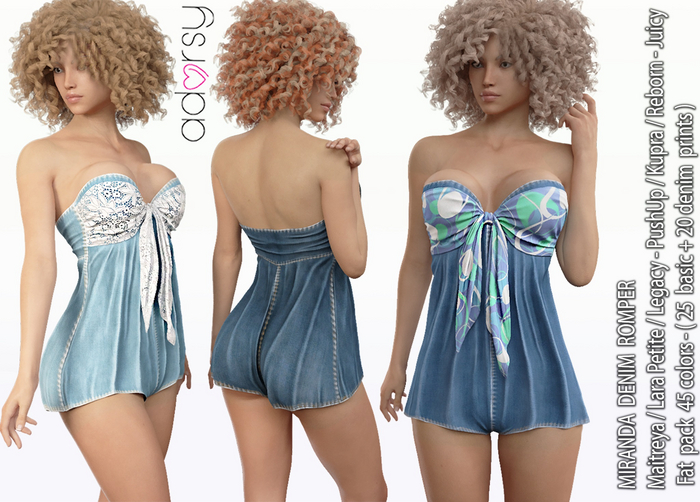 adorsy - Miranda Denim Romper Fatpack - Maitreya/Legacy-Nerido/Lara Petite/Kupra/Reborn-Juicy