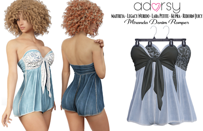 adorsy - Miranda Denim Romper Faded - Maitreya/Legacy-Nerido/Lara Petite/Kupra/Reborn-Juicy