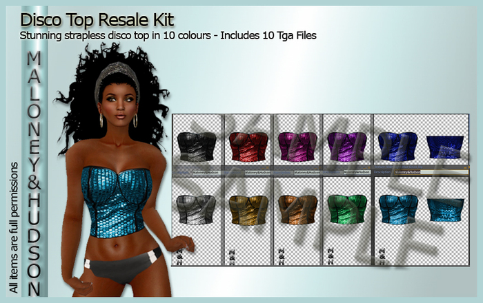 Ladies Disco Top Template TGA Kit, Full Perm Clothes Texture Pack 
