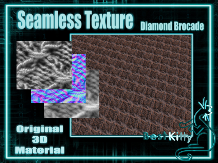 Best Kitty Seamless 3D Textures and Materials: Diamond Brocade knit