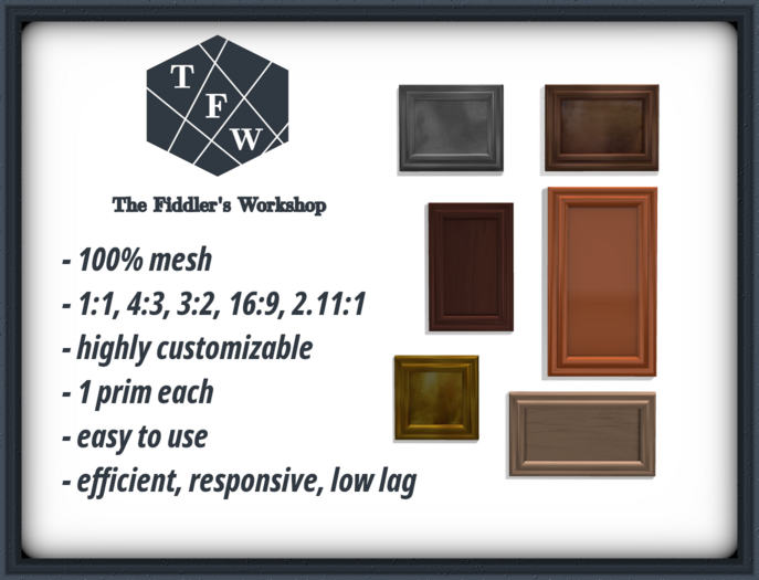 Second Life Marketplace - [TFW] Customizable Mesh Frame Set - Type A