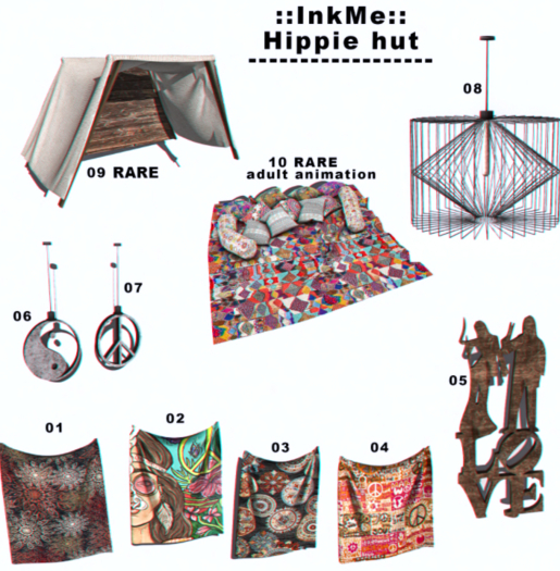 10 ::InkMe:: Hippie hut RARE