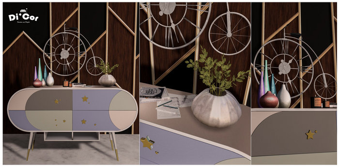 Di'Cor Saisha Console Table Set [White]