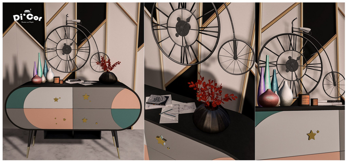 Di'Cor Saisha Console Table Set [Black]