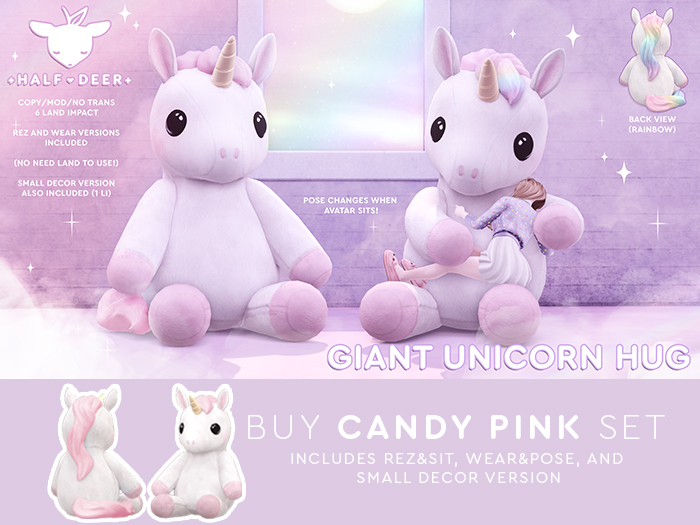 Giant Unicorn Plush Hug [Candy Pink Set]