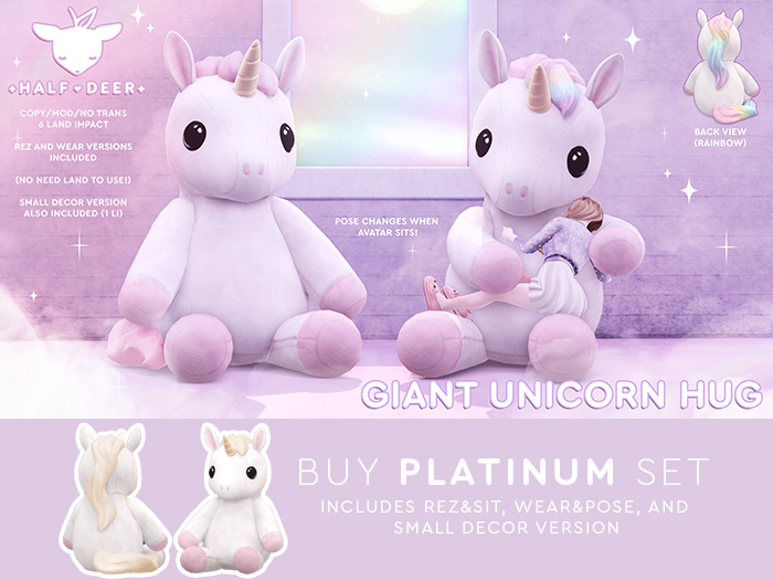 Giant Unicorn Plush Hug [Platinum Set]