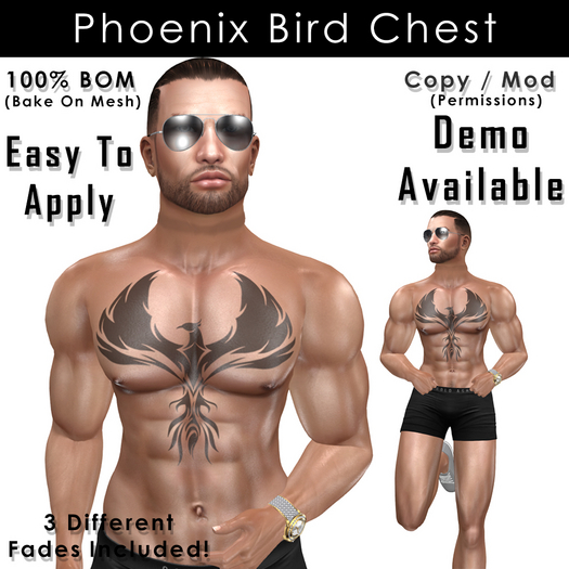 Phoenix Bird Chest Tattoo