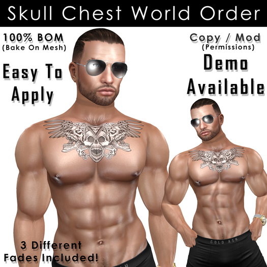 Skull Chest New World Order Tattoo