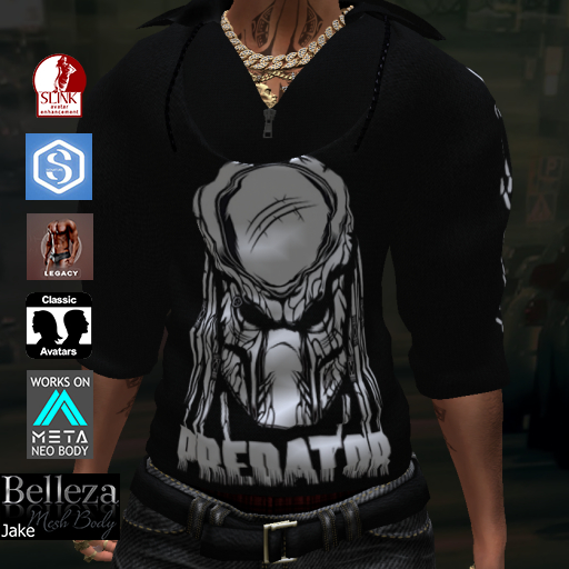 WL-Predator Black Cowl Neck Hoodie
