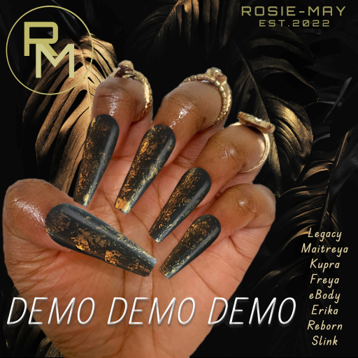 DEMO{RM}Black&Gold Coffin Nails