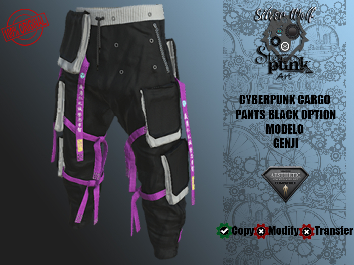 SW - Cyberpunk Cargo Pants Genji Black for Aesthetic (Box)