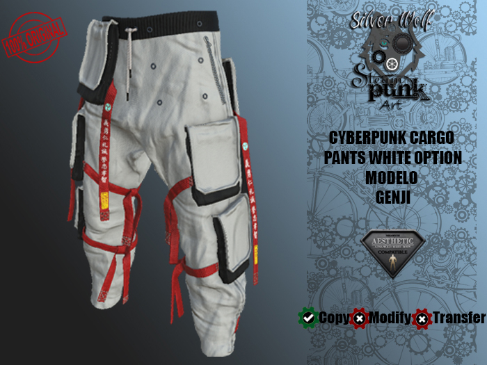 SW - Cyberpunk Cargo Pants Genji White for Aesthetic (Box)
