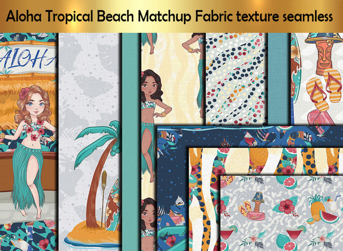 Second Life Marketplace - Aloha Tropical Beach Matchup Fabric texture ...