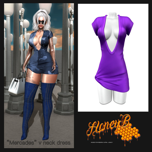 MERCADES V NECK DRESS  PURPLE