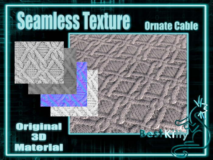 Best Kitty Seamless 3D Textures and Materials: Ornate Cable Stitch