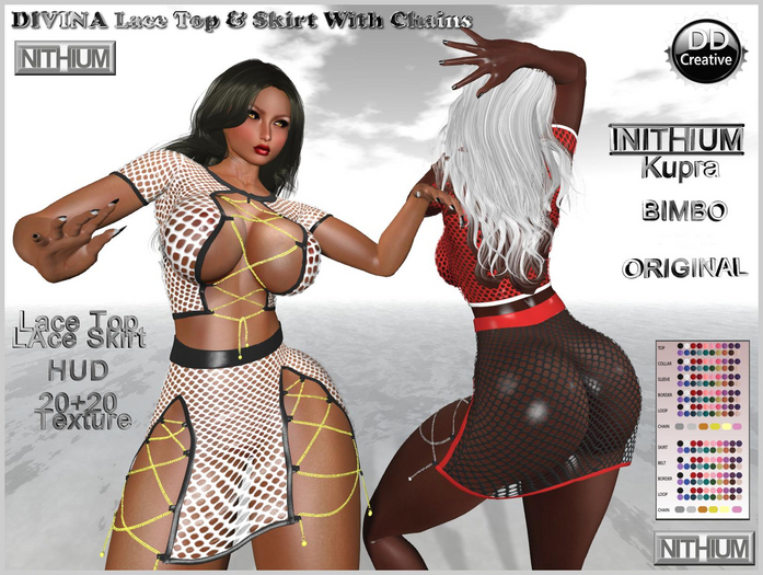 ☾ⅅⅅ☽  [INITHIUM] Kupra Lace Top Skirt in Chains